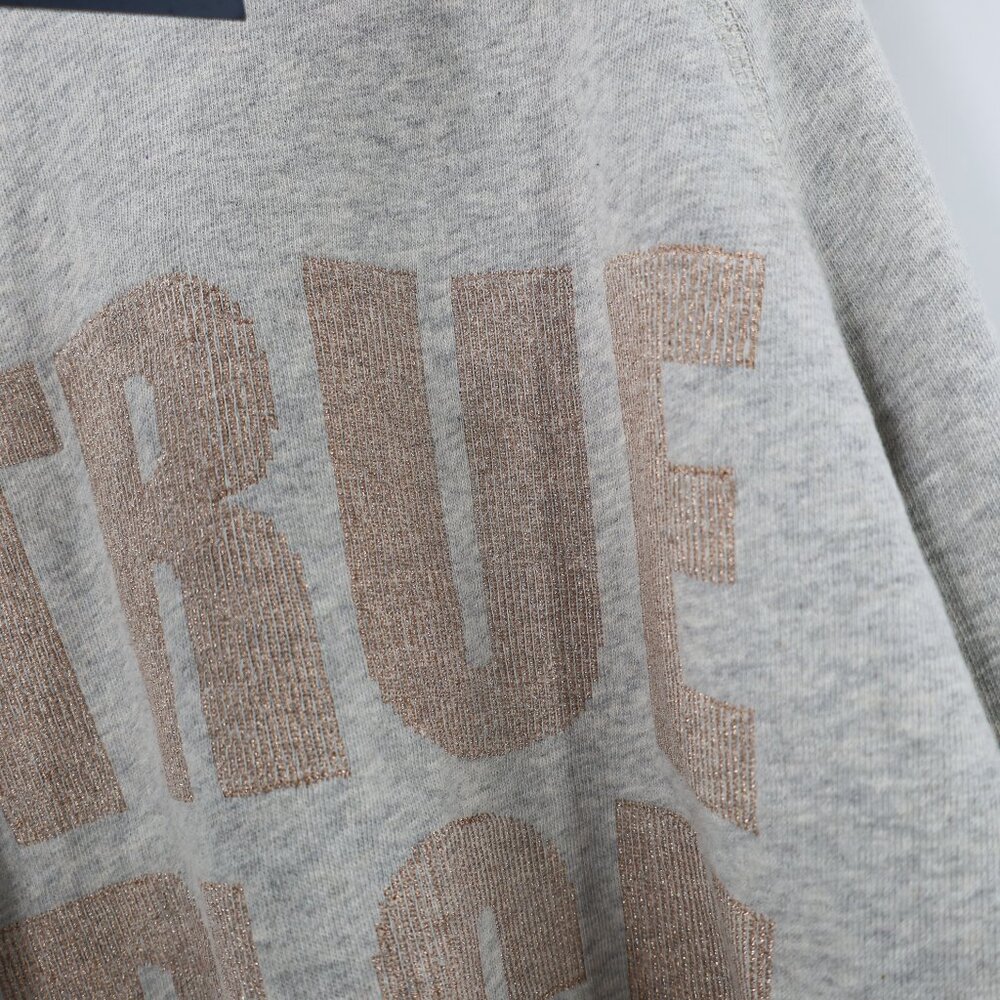 NWT True religion Sweatshirt Womens XS gray Cold Shoulder Sweatshirt embellished - Picture 4 of 13